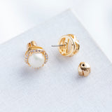 Gold That Sparkle Pave Round Large Stud Earrings