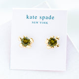 Green Forest Nouveau Stone Stud Earrings