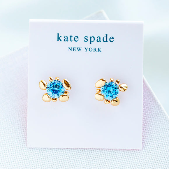 Blue Forest Nouveau Stone Stud Earrings