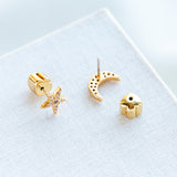 Something Sparkly Pave Star & Moon Stud Earrings