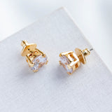 Gold Heart Prong Stud Earrings