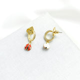 Nature Walk Ladybug Huggie Earrings