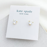 Brilliant Statements Tri-Prong Stud Earrings (Clear/Gold)