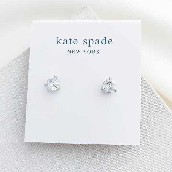 Brilliant Statements Tri-Prong Stud Earrings (Clear)