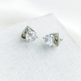 Brilliant Statements Tri-Prong Stud Earrings (Clear)