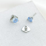 Brilliant Statements Tri-Prong Stud Earrings (Blue)