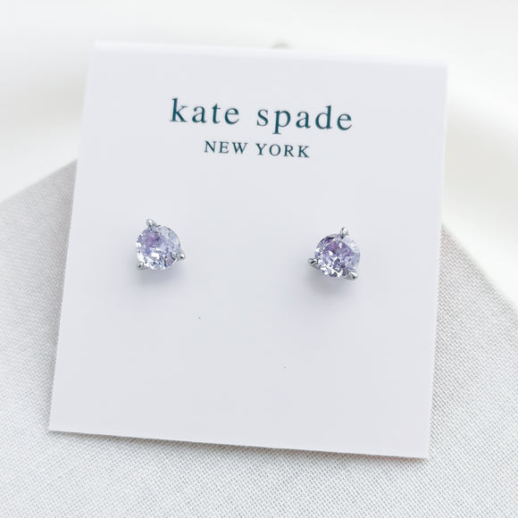 Brilliant Statements Tri-Prong Stud Earrings (Light Amethyst)