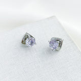 Brilliant Statements Tri-Prong Stud Earrings (Light Amethyst)