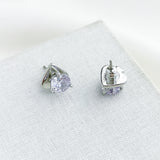 Brilliant Statements Tri-Prong Stud Earrings (Light Amethyst)