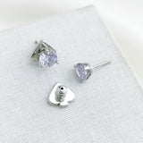 Brilliant Statements Tri-Prong Stud Earrings (Light Amethyst)
