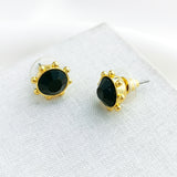 Flying Colors Bezel Stud Earrings (Jet)