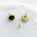 Flying Colors Bezel Stud Earrings (Jet)