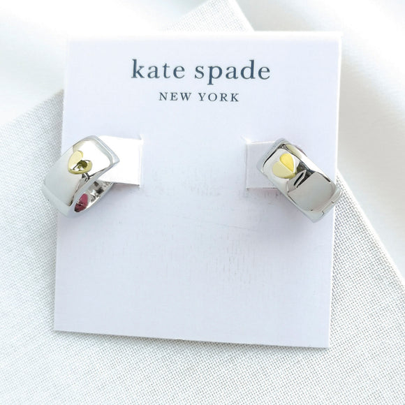 Heartful Metal Silver Huggie Earrings