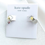 Heartful Metal Silver Huggie Earrings