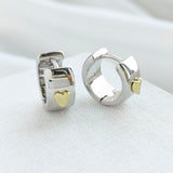 Heartful Metal Silver Huggie Earrings