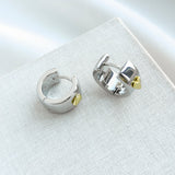 Heartful Metal Silver Huggie Earrings