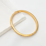 Set In Stone Hinged Bangle (Gold/Clear)