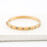 Set In Stone Hinged Bangle (Gold/Multi)