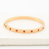 Set In Stone Hinged Bangle (Gold/Red)