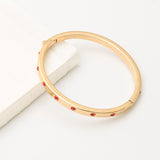 Set In Stone Hinged Bangle (Gold/Red)
