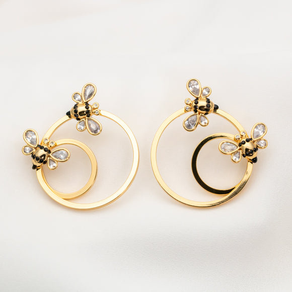 Picnic Perfect Bee Hoop Earrings