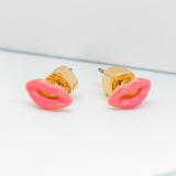 Lip Enamel Earrings (Pink)