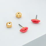 Lip Enamel Earrings (Pink)