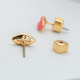 Lip Enamel Earrings (Pink)