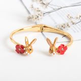 Desert Rabbit Flower Cuff Bracelet