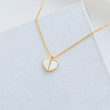 Heritage spade enamel heart mini pendant (White)
