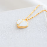 Heritage spade enamel heart mini pendant (White)