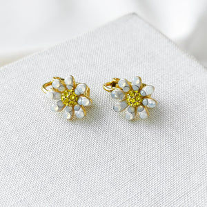 Dazzling Daisy Gold Ear Clip Earrings