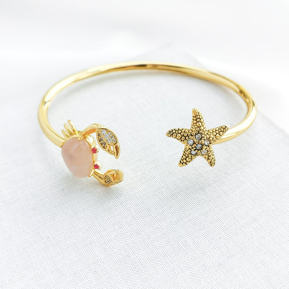Sea Star Crab & Starfish Flex Cuff Bracelet