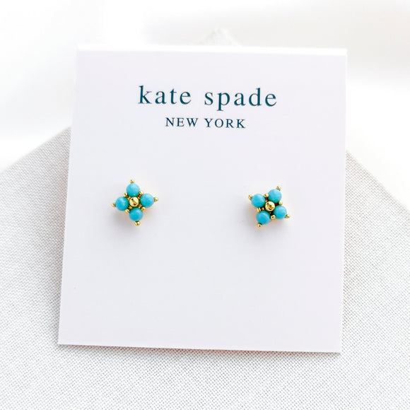 Myosotis Cross Flower Stud Earrings (Turquoise)