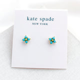Myosotis Cross Flower Stud Earrings (Turquoise)
