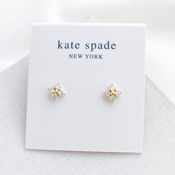 Myosotis Cross Flower Stud Earrings (Clear)