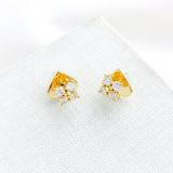 Myosotis Cross Flower Stud Earrings (Clear)
