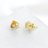 Myosotis Cross Flower Stud Earrings (Clear)