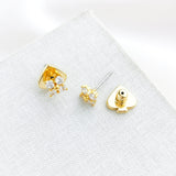 Myosotis Cross Flower Stud Earrings (Clear)