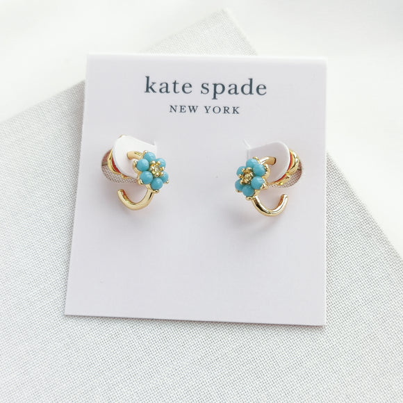 Myosotis Flower Huggies Earrings (Turquoise)