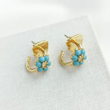 Myosotis Flower Huggies Earrings (Turquoise)
