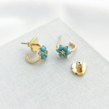 Myosotis Flower Huggies Earrings (Turquoise)
