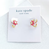 Myosotis Flower Huggie Earrings (Pink)