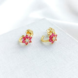 Myosotis Flower Huggie Earrings (Pink)
