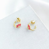 Myosotis Flower Huggie Earrings (Pink)