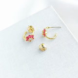 Myosotis Flower Huggie Earrings (Pink)