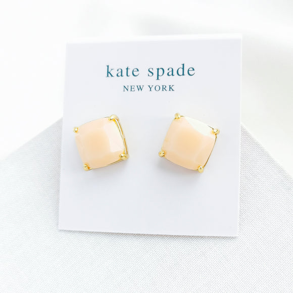 Small Square Stud Earrings (Light Pink)