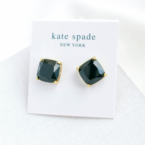 Small Square Stud Earrings (Jet)