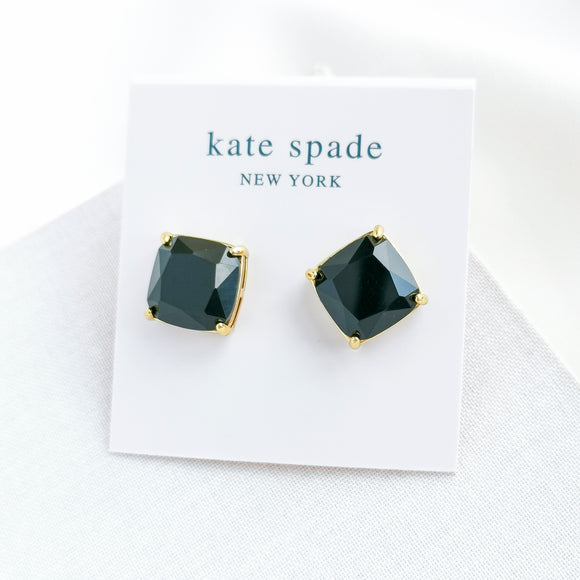 Small Square Stud Earrings (Jet)