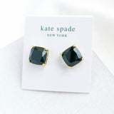 Small Square Stud Earrings (Jet)